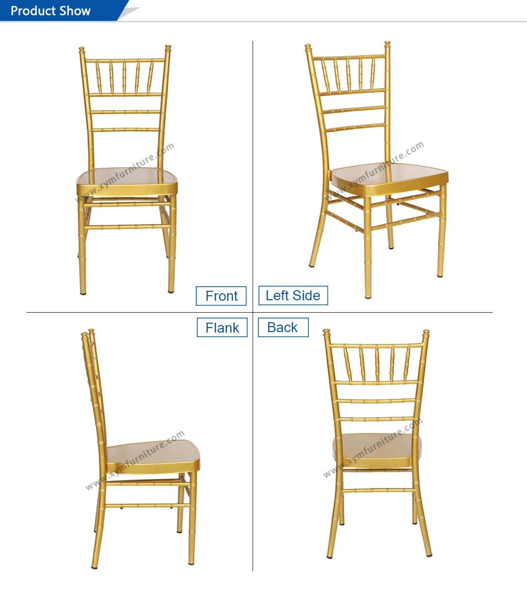 Wholesal Stacking Aluminum Metal Hotel Restaurant Dining Tiffany Wedding Chiavari Chair (XYM-ZJ02) Basic Customization