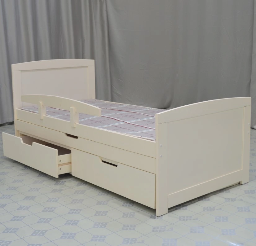 No. 1623 Solid Pine Wood Children Bed with Drawers Toddler Bed