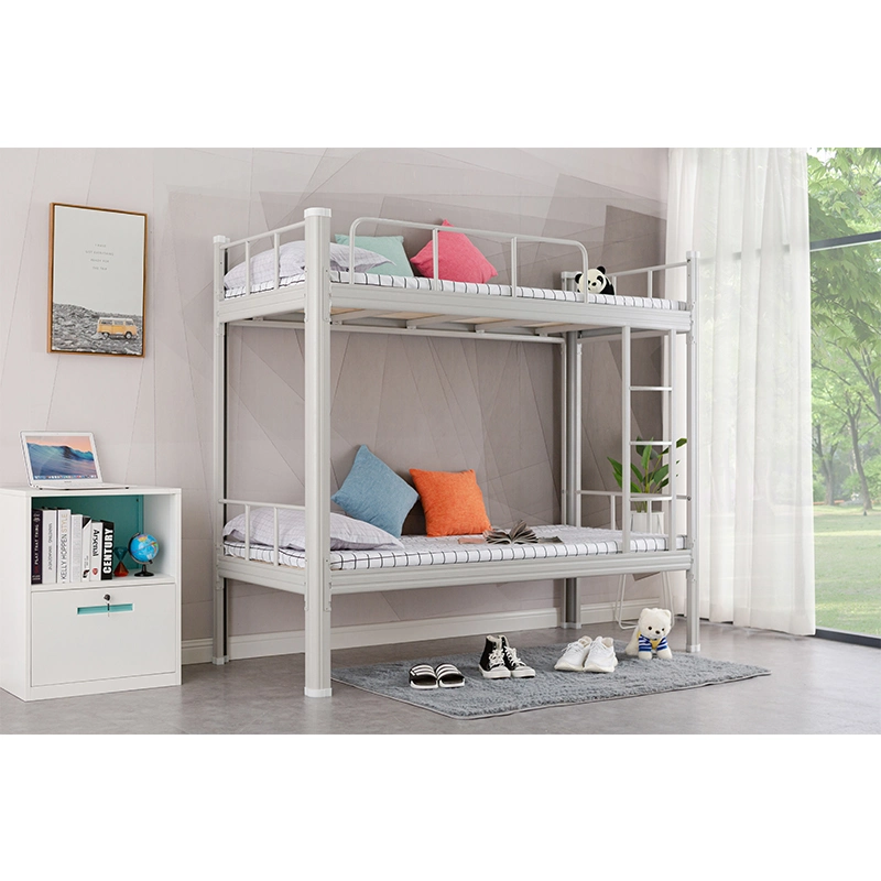 School Dormitory Metal Loft Bed Frame with Stairs for Adults