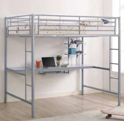 Vente en gros le plus récent lit superposé en métal haut lit superposé avec table d'étude deux échelles pour adolescents