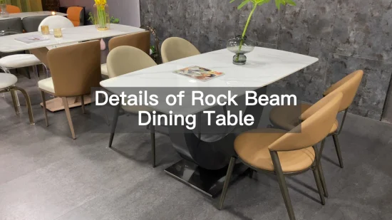 Ensemble de table de meubles de salle à manger de dessus de marbre de jambe en métal d'or de style de luxe léger pour la cuisine