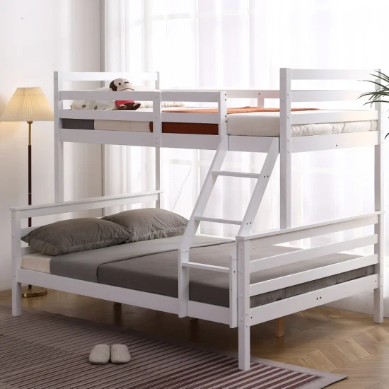 Lits superposés en bois massif pour adultes et enfants, lits jumeaux sur lit mezzanine complet