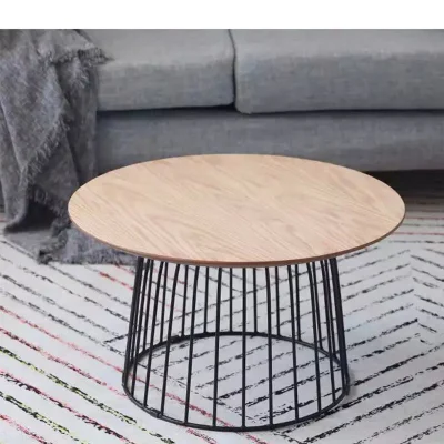 Table d'appoint d'angle de café d'extrémité de canapé en bois moderne avec cadre en métal