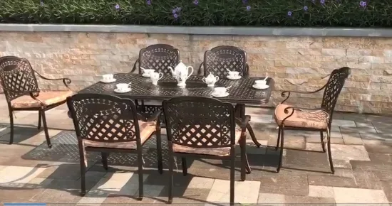 Patio extérieur jardin nouveau restaurant salle à manger en métal mobilier de jardin table et chaise en fonte d'aluminium ensemble