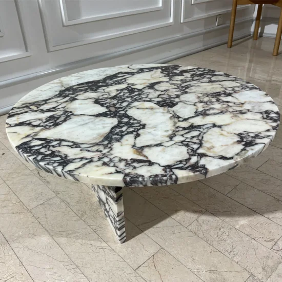 Meubles de salon en pierre naturelle Table d'appoint ronde Table basse en marbre Calacatta Viola