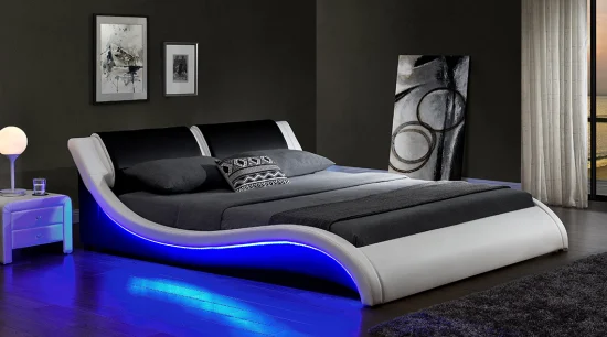 Willsoon 1178-1 lit LED moderne lit double/king size avec lits rembourrés en forme de S meubles personnalisation de base