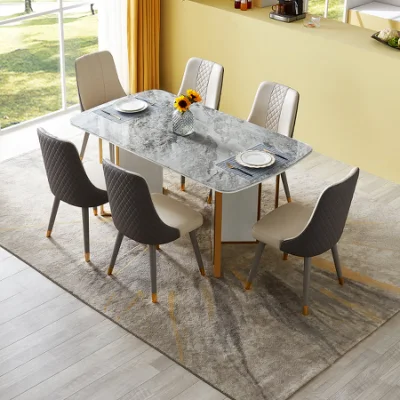 670152 Les meubles de salle à manger de Quanu placent la table de salle à manger italienne de luxe en verre trempé