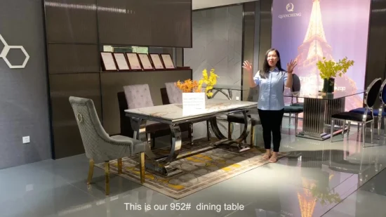 Meubles de salle à manger Table à manger en marbre avec acier inoxydable