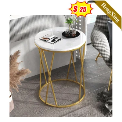 Table basse en bois de thé de côté de meubles de salon de marbre rond de luxe